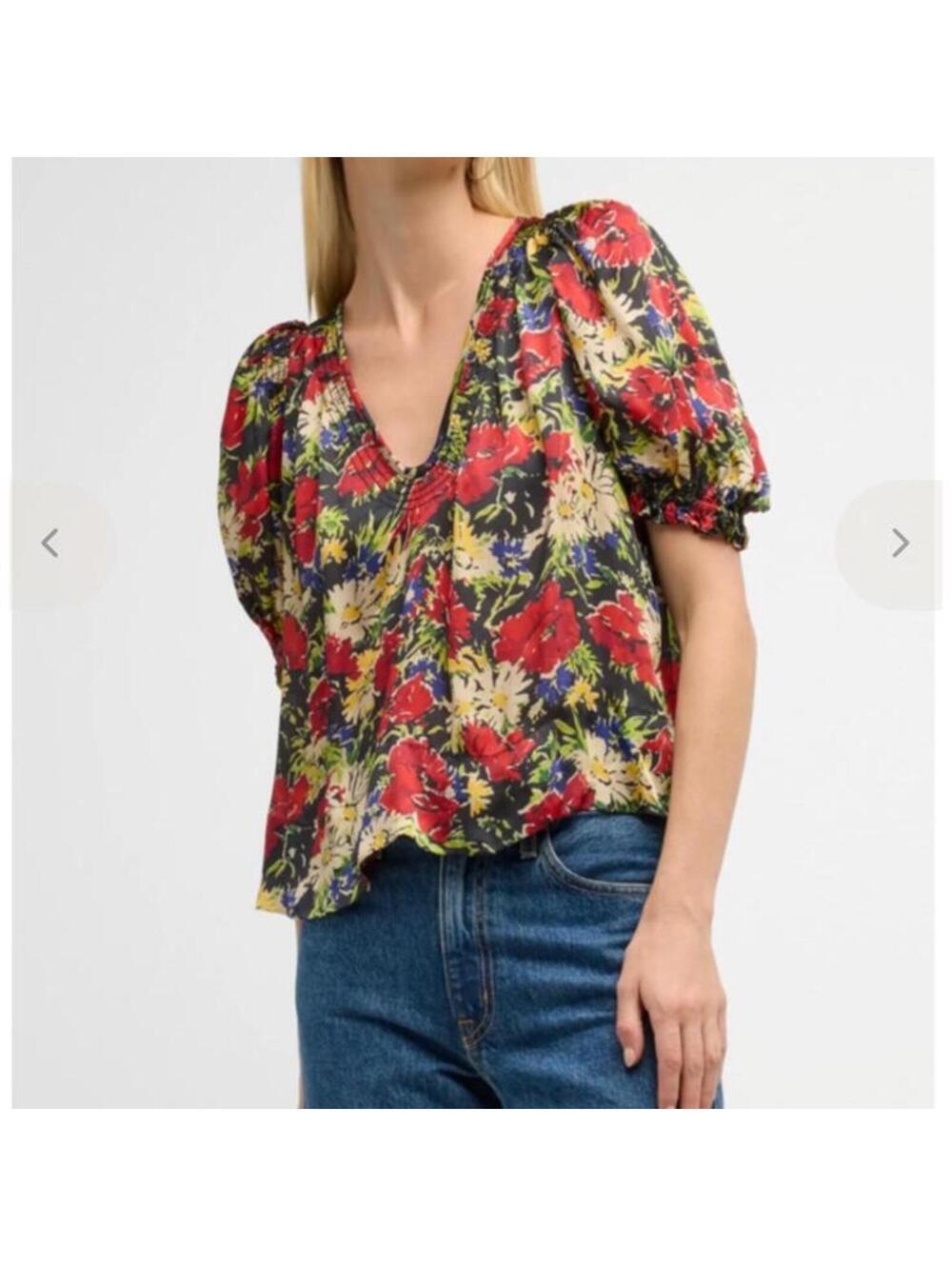 The GREAT. The Ponder Top in Hidden Garden Floral Red Women’s size 0 (US XS) - Picture 13 of 15